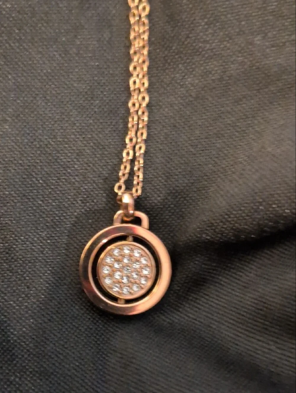 Michael Kors Rose Gold Crystal Circle Pendant Necklace - Women Jewelry